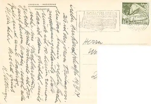 AK / Ansichtskarte  Schaffhausen__SH Original Radierung Festung Munot Handabzug Kuenstlerkarte 