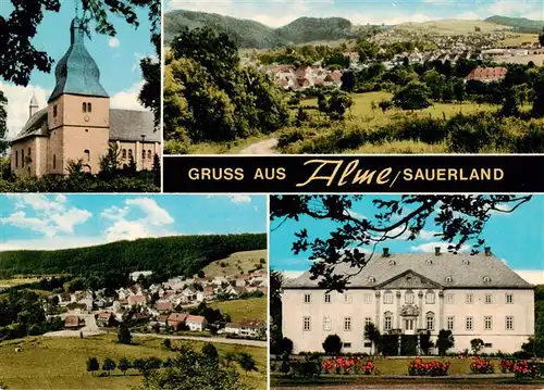 AK / Ansichtskarte  Alme_Brilon_Sauerland Kirche Panorama Schloss 