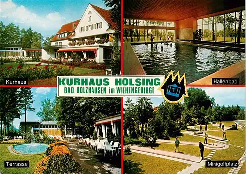 AK / Ansichtskarte  Bad_Holzhausen_Luebbecke_Preussisch_Oldendorf_NRW Kurhaus Holsing Hallenbad Terrasse Minigolfplatz 