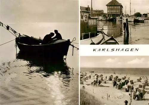 AK / Ansichtskarte 73884715 Karlshagen_Carlshagen_Usedom Fischerboot Hafenpartie Strand 
