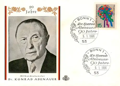 AK / Ansichtskarte 73884724 Bonn_Rhein Altbundeskanzler Dr Konrad Adenauer Portrait Bonn_Rhein