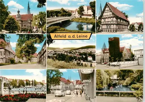 AK / Ansichtskarte  Alfeld_Leine Orts und Teilansichten Schwimmbad Kirche Panorama Alfeld_Leine