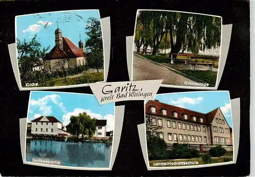 AK / Ansichtskarte  Garitz_Bad_Kissingen Kirche Gruenanlage Dorfseepartie Landwirtschaftsschule Garitz_Bad_Kissingen