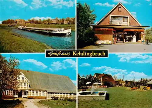 AK / Ansichtskarte 73884806 Kehdingbruch_Belum Frachtschiff Gemischwarenhandel Gasthaus Park 
