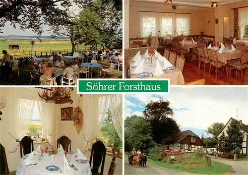 AK / Ansichtskarte 73884819 Soehre Restaurant Soehrer Forsthaus Terrasse Ponykutsche Soehre