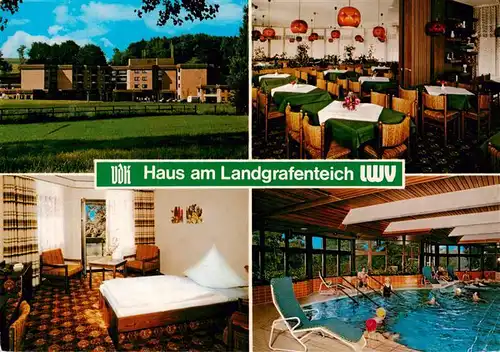 AK / Ansichtskarte 73884857 Bad_Salzhausen_Nidda VdK Haus am Landgrafenteich Gaststube Zimmer Hallenbad 