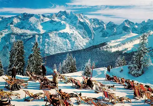 AK / Ansichtskarte  Garmisch-Partenkirchen Auf der Kreuzeck Terrasse Garmisch-Partenkirchen