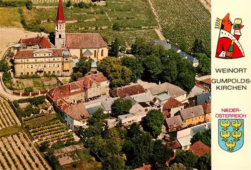 AK / Ansichtskarte  Gumpoldskirchen_Niederoesterreich Fliegeraufnahme mit Kirche Gumpoldskirchen