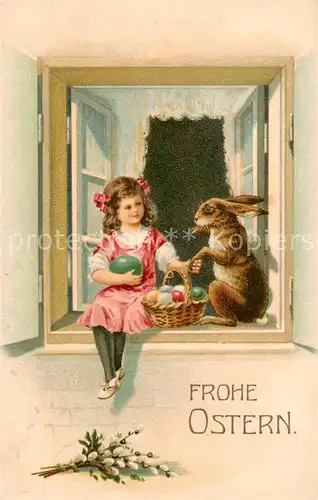 AK / Ansichtskarte  Ostern_Easter_Paques SB 3399 Maedchen Hase Eier 