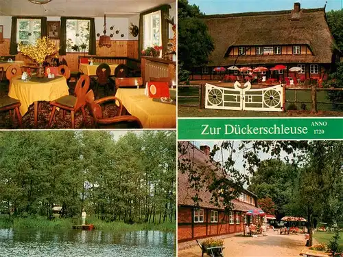 AK / Ansichtskarte  Witzeeze_Witzeeze Pension Gasthaus Zur Dueckerschleuse Gastraeume Garten Weiher Witzeeze Witzeeze