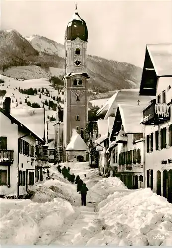 AK / Ansichtskarte  Nesselwang_Allgaeu_Bayern Blick zur Alpspitze mit Kirche 