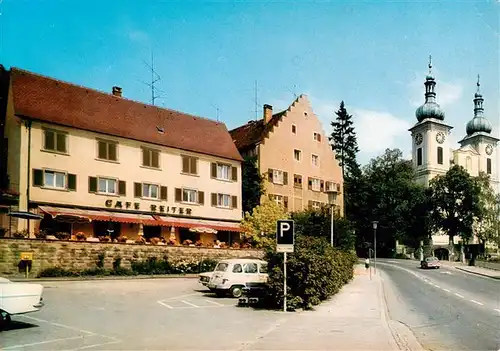 AK / Ansichtskarte  Donaueschingen Blick zur Stadtkirche Cafe Reiter Donaueschingen