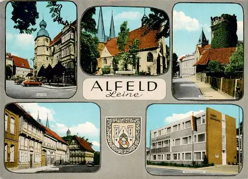 AK / Ansichtskarte 73885188 Alfeld_Leine Rathaus Seminarstrasse Nicolaikirche Fillerturm Kreissparkasse Alfeld_Leine