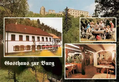 AK / Ansichtskarte 73885280 Altleiningen Gasthaus zur Burg Gastraum Garten Burgruine Altleiningen