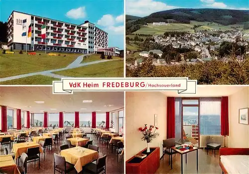 AK / Ansichtskarte 73885348 Fredeburg_Schmallenberg VdK Heim Fredeburg Gastraum Zimmer Panorama Fredeburg_Schmallenberg