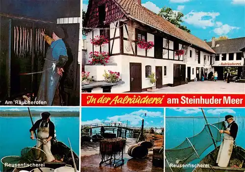 AK / Ansichtskarte  Steinhuder_Meer_Wunstorf Aalraeucherei Am Raeucherofen Reusenfischerei Details 