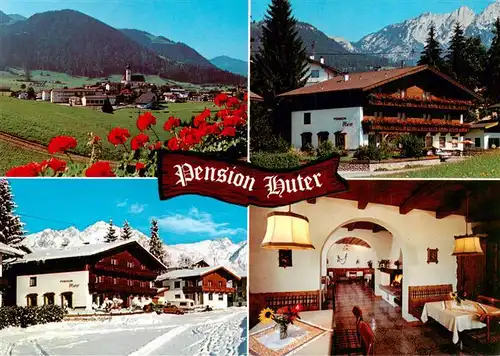 AK / Ansichtskarte 73885363 Soell_Tirol_AT Pension Huter Gastraum Panorama 