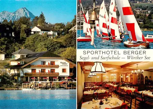 AK / Ansichtskarte  Velden__Woerthersee_AT Sporthotel Berger Segel und Surfschule Gastraum 