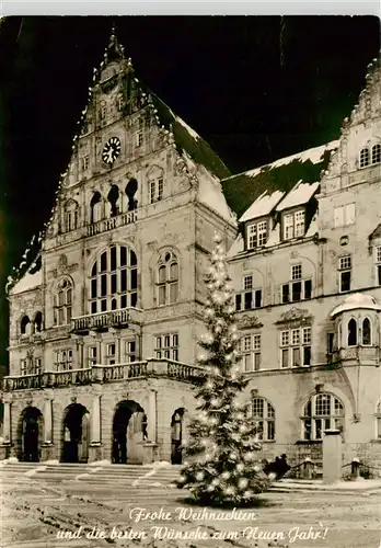 AK / Ansichtskarte  Bielefeld Rathaus Weihnachtskarte Nachtaufnahme Bielefeld