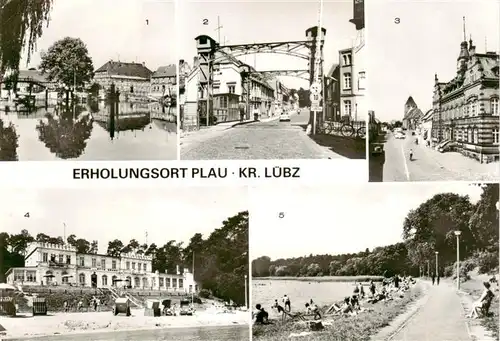 AK / Ansichtskarte  Plau_Mecklenburg Partie an der Schleuse Grosse Burgstrasse Marktplatz FDGB Erholungsheim Otto Brass OT Seelust Strandbad Plauer See Plau_Mecklenburg