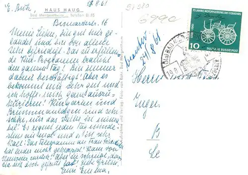 AK / Ansichtskarte  Bad_Mergentheim Haus Haug Bad_Mergentheim