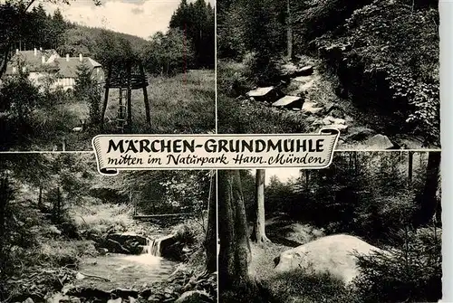 AK / Ansichtskarte  Laubach_Hann_Muenden Waldcafé und Ferienheim Grundmuehle Waldpartie Laubach_Hann_Muenden