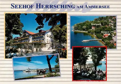 AK / Ansichtskarte 73885503 Herrsching_Ammersee Gasthof Hotel Seehof Biergarten Fliegeraufnahme Herrsching Ammersee