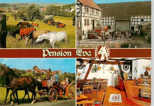 AK / Ansichtskarte  Bernsburg_Antrifttal Reiterhof Pension Eva Pferdekoppel Pferdekutsche Restaurant 