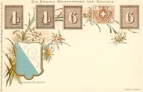 AK / Ansichtskarte  Briefmarke_auf_Ak Schweiz Canton Zuerich Briefmarke_auf_Ak