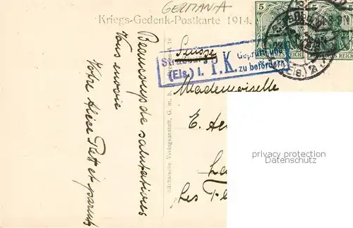 AK / Ansichtskarte  Germania Amnilick 120 Kriegs Gedenk Postkarte 1914 Germania