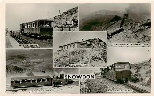 AK / Ansichtskarte  Snowdon_Wales_UK The Summit Station Train Arryin at the Summit Station The Summit Hotel Snowdon Mountain Train 