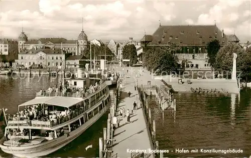 AK / Ansichtskarte  Dampfer_Binnenschifffahrt Konstanz Hafen mit Konziliumsgebaeude 