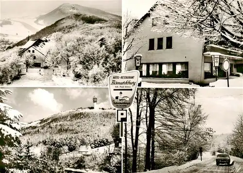 AK / Ansichtskarte  Hausberge_Porta_Westfalica Hotel Restaurant Bismarckburg Fernsehturm Winterpartie 