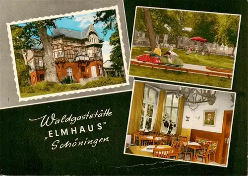 AK / Ansichtskarte 73885855 Schoeningen Waldgaststaette Elmhaus Gaststube Park Schoeningen