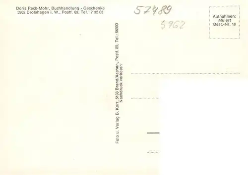 AK / Ansichtskarte  Drolshagen Doris Reck Mohr Buchhandlung Panorama  Drolshagen