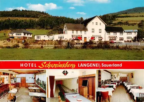 AK / Ansichtskarte 73885874 Langenei Hotel Schweinsberg Gastraeume Kegelbahn Langenei