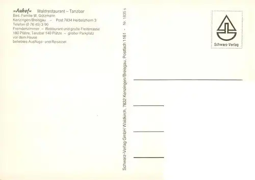 AK / Ansichtskarte  Kenzingen Auhof Waldrestaurant Tanzbar Gastraeume Bar Kenzingen