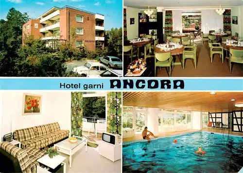 AK / Ansichtskarte  Timmendorf__Timmendorfer_Strand Hotel garni Ancora Gastraum Gaestezimmer Hallenbad 