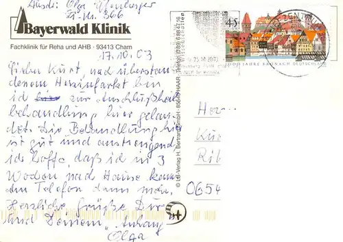 AK / Ansichtskarte 73885916 Cham__Oberpfalz Bayerwald Klinik Fliegeraufnahme 
