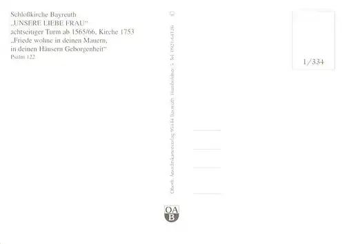 AK / Ansichtskarte  Bayreuth Schlosskirche Bayreuth Unsere Liebe Frau Fliegeraufnahme Bayreuth