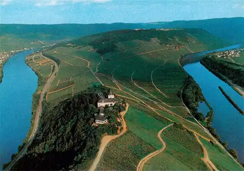 AK / Ansichtskarte  Alf_Bullay_Mosel Moselschleife mit Blick auf Jugendburg Marienburg und Bergcafe Fliegeraufnahme Alf_Bullay_Mosel