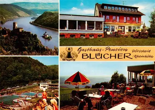 AK / Ansichtskarte  Doerscheid Gasthaus Pension Bluecher Rheinhoehe Schwimmbad Terrasse Doerscheid