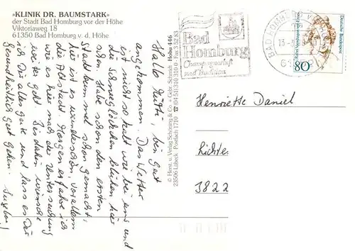 AK / Ansichtskarte  Bad_Homburg Klinik Dr Baumstark Aufenthaltsraeume Hallenbad Bad_Homburg