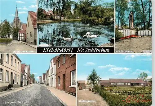 AK / Ansichtskarte  Bevergern_Hoerstel St Marien Kirche Stadtteich Ehrenmal Langestrasse Kindergarten 