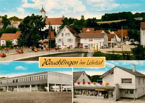 AK / Ansichtskarte  Heuchlingen_Schrozberg Ortsansicht Schule Kaufhaus Heuchlingen Schrozberg