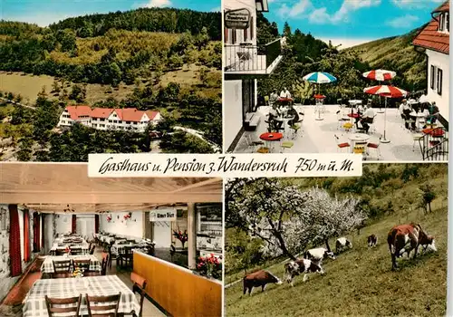 AK / Ansichtskarte 73886031 Sohlberg_Ottenhoefen_Schwarzwald Gasthaus Pension zur Wandersruh Gaststube Terrasse Viehherde 