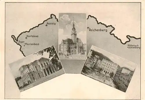 AK / Ansichtskarte  Marianske_Lazne_Marienbad_CZ Schillerplatz Maehr. Schoenberg Rathaus Eger Stadttheater  