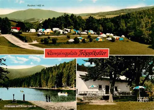 AK / Ansichtskarte 73886134 Zwiesel__Niederbayern Campingplatz Troepplkeller Arbersee mit Arber Gaststaette 