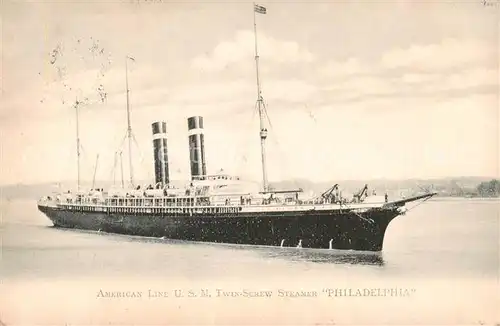 AK / Ansichtskarte 73886142 Dampfer_Oceanliner PHILADELPHIA American Line U.S.M. Twix Screw Steamer 
