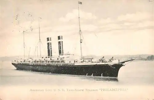 AK / Ansichtskarte  Dampfer_Oceanliner PHILADELPHIA American Line U.S.M. Twix Screw Steamer 